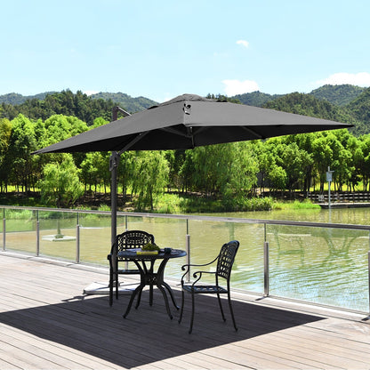 10 x 10 Feet Patio Offset Cantilever Umbrella with Aluminum 360-degree Rotation Tilt-Beige