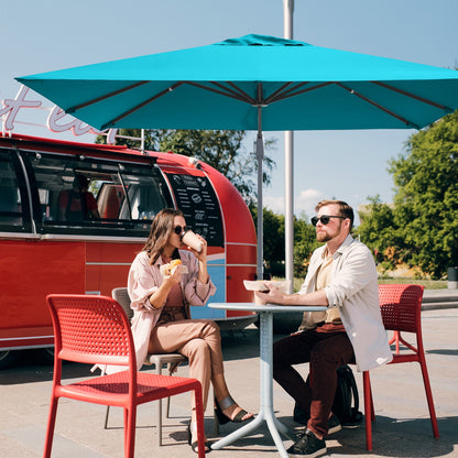10 x 10 Feet Patio Offset Cantilever Umbrella with Aluminum 360-degree Rotation Tilt-Turquoise