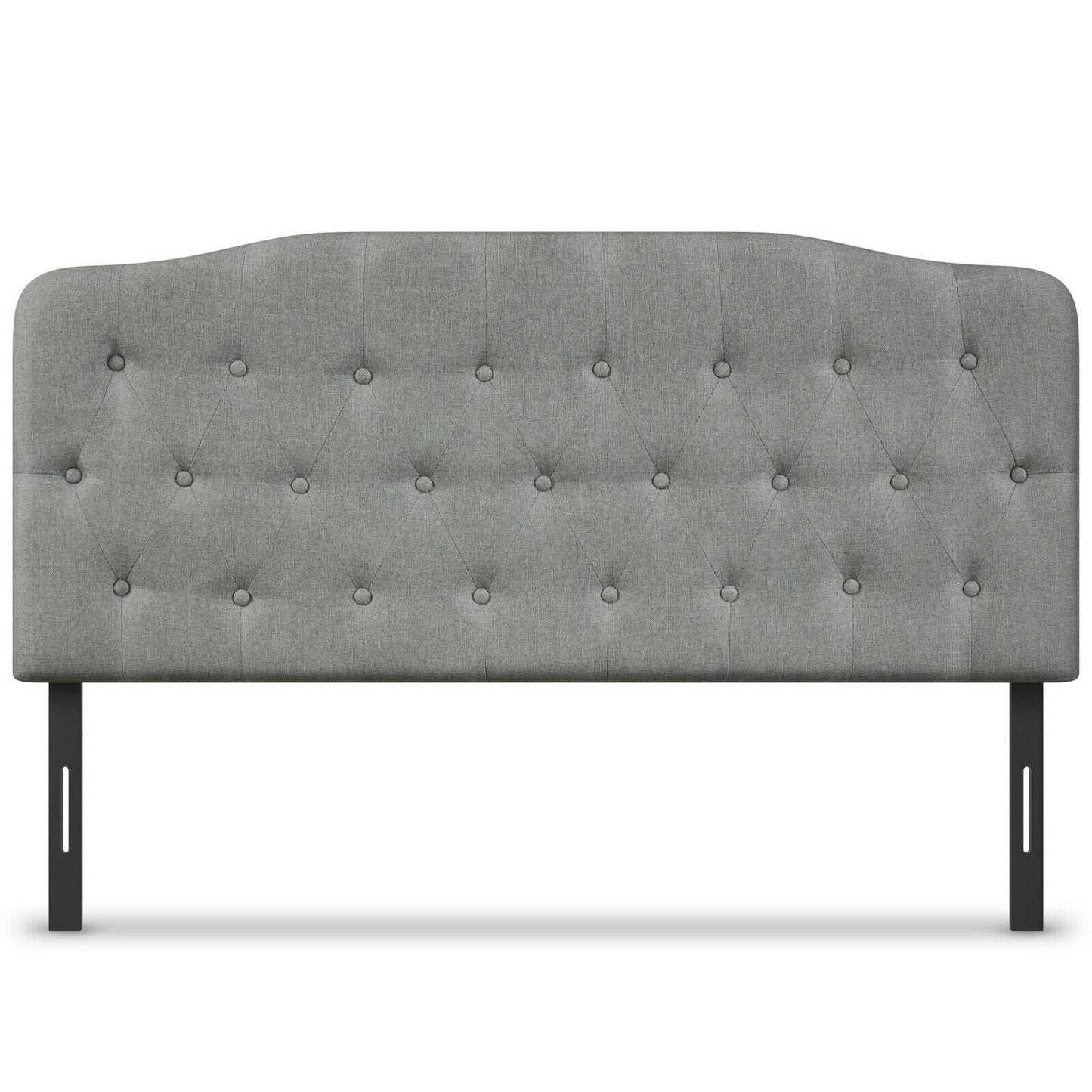Queen Upholstered Headboard with Adjustable Heights-Dark Gray