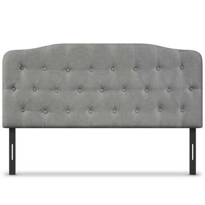 Queen Upholstered Headboard with Adjustable Heights-Dark Gray