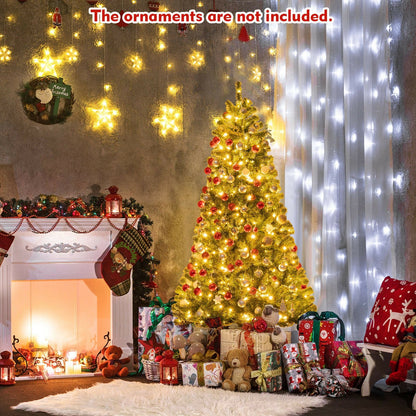 Artificial Hinged Christmas Tree with Remote-controlled Color-changing LED Lights-7'