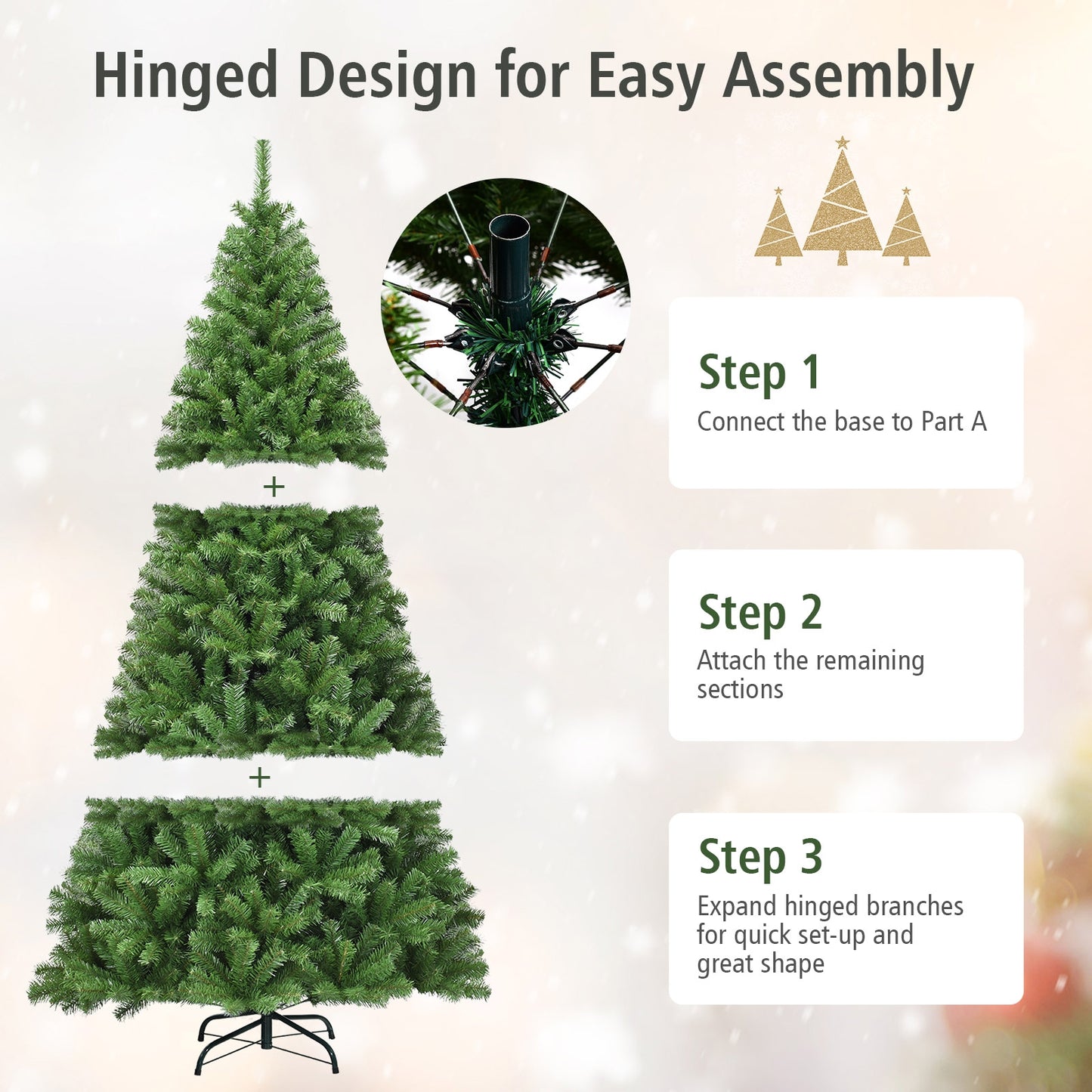 Premium Artificial Hinged PVC Christmas Tree with Metal Stand-6 ft