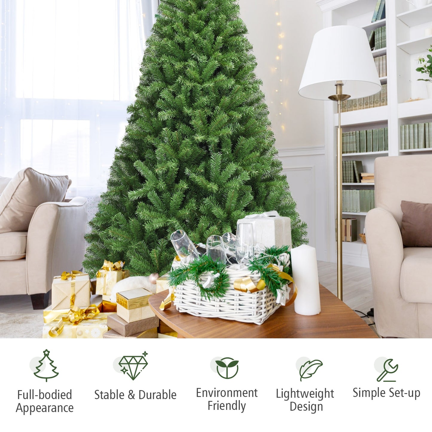 Premium Artificial Hinged PVC Christmas Tree with Metal Stand-6 ft