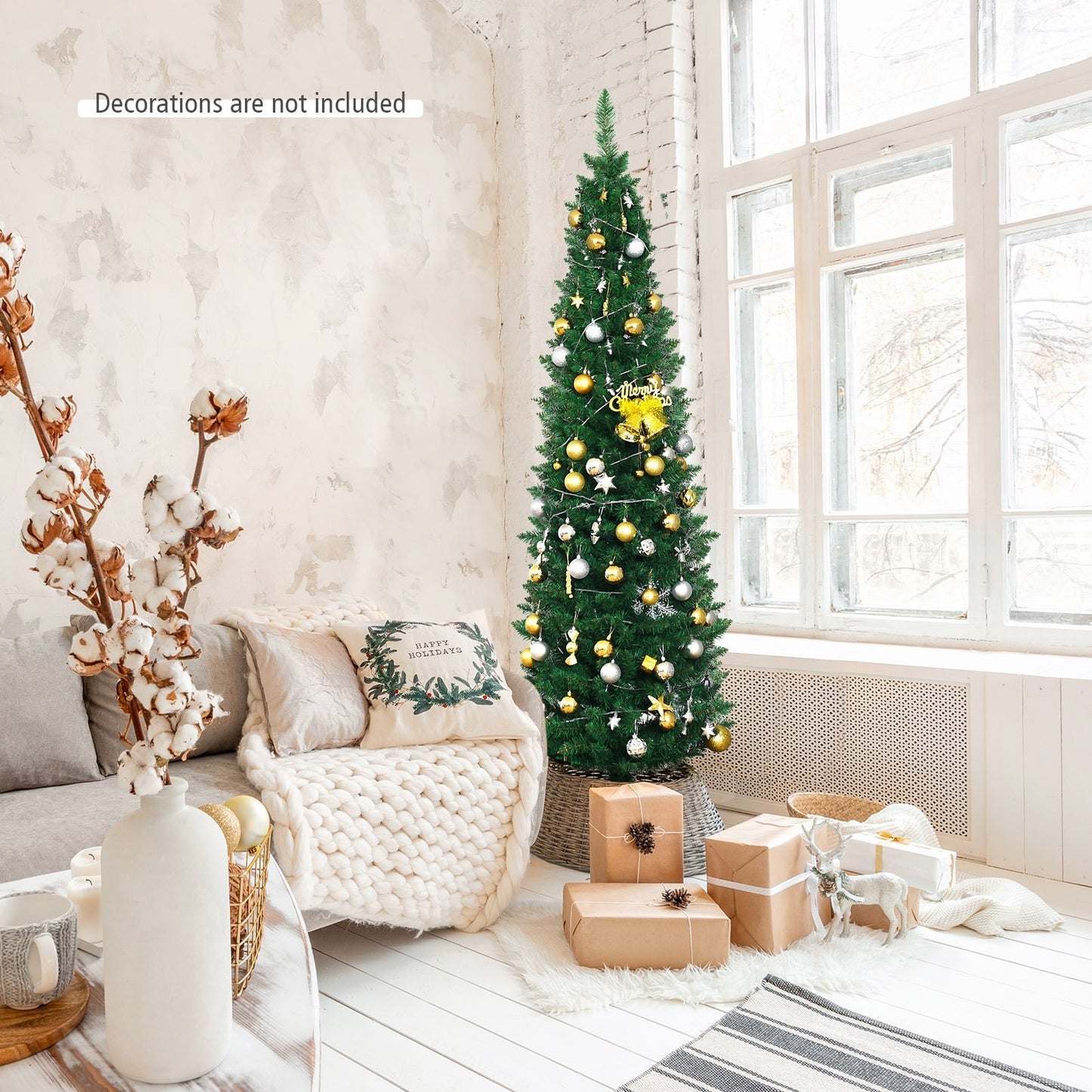 PVC Artificial Slim Pencil Christmas Tree-7'