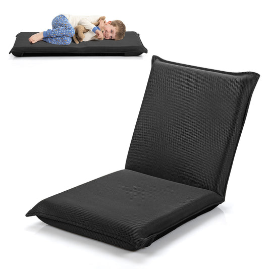 Adjustable 6 positions Folding Lazy Man Sofa Chair Floor Chair-Black