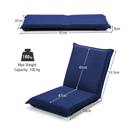 Adjustable 6 positions Folding Lazy Man Sofa Chair Floor Chair-Navy