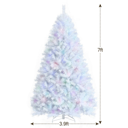 7 Feet White Iridescent Tinsel Artificial Christmas Tree with Metal Stand