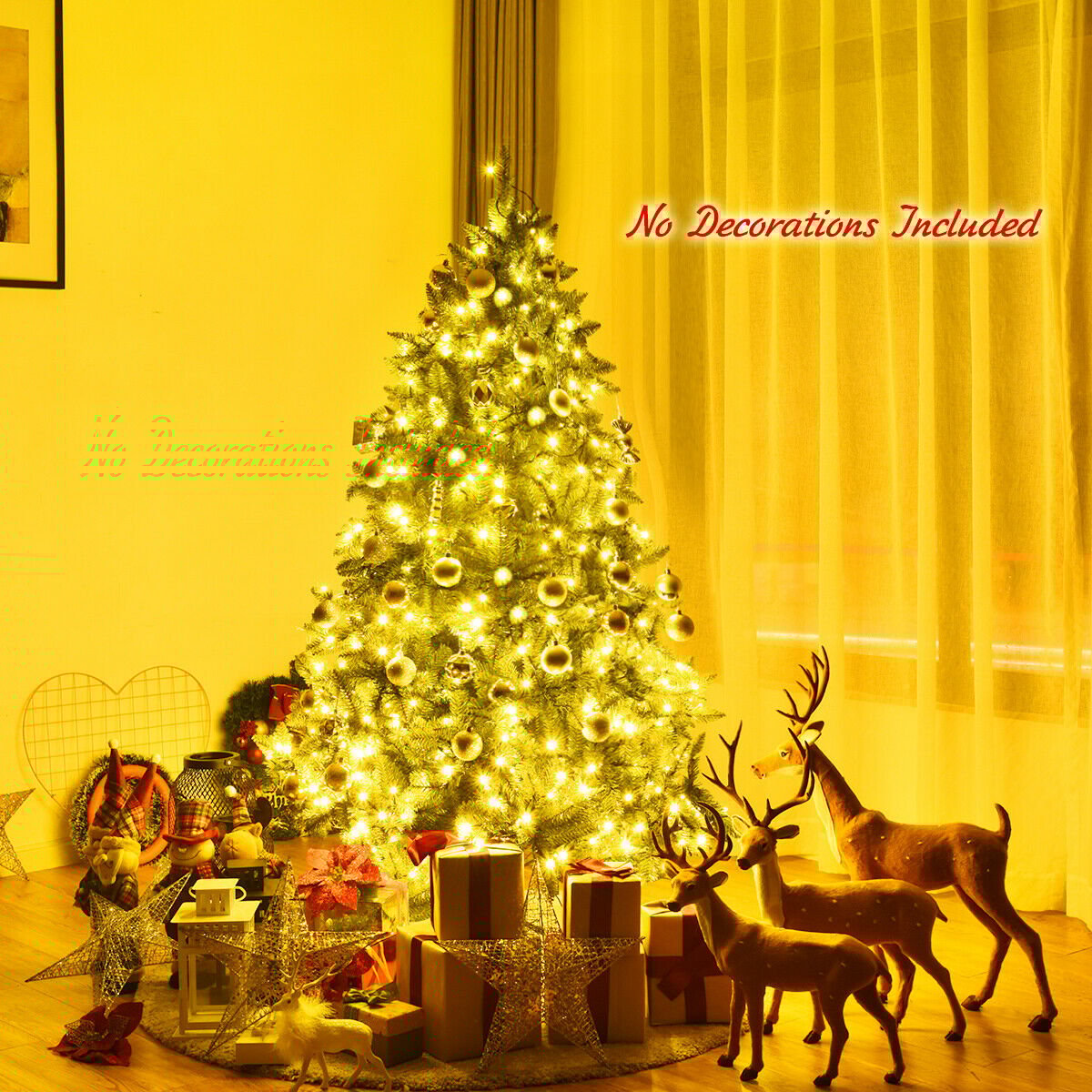 Premium Hinged Artificial Fir Christmas Tree with LED Lights-6 ft