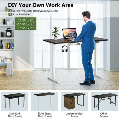 58" x 28" Universal Tabletop for Standard and Standing Desk Frame-Black