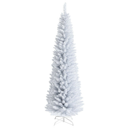 Slim Artificial Christmas Pencil Tree with PVC Needles and Folding Metal Stand-5'