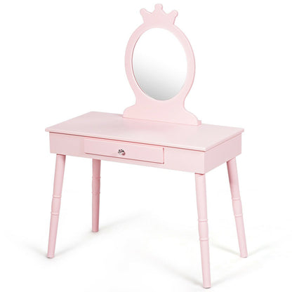 Kids Vanity Makeup Table and Chair Set Make Up Stool