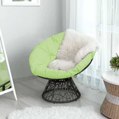 Rattan Papasan Chair Ergonomic 360-degree Swivel Soft Cushion Garden-Black