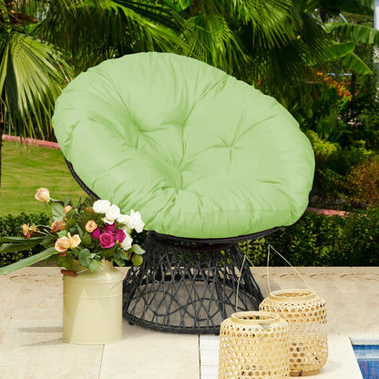 Rattan Papasan Chair Ergonomic 360-degree Swivel Soft Cushion Garden-Black