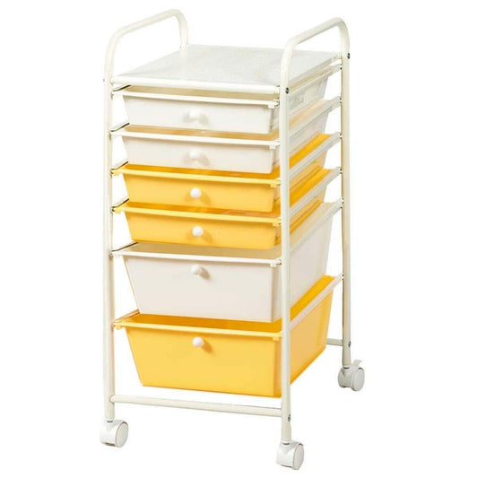 6 Drawers Rolling Storage Cart Organizer-Yellow