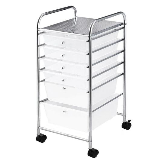 6 Drawers Rolling Storage Cart Organizer-Clear