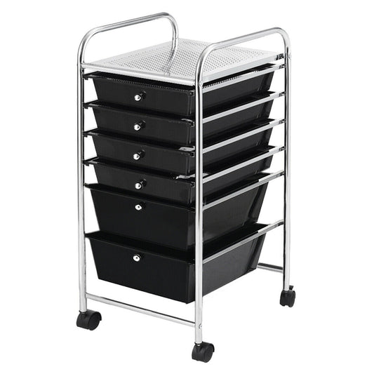 6 Drawers Rolling Storage Cart Organizer-Black