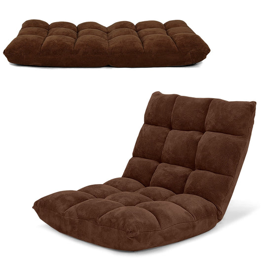 Adjustable 14-position Cushioned Floor Chair-Coffee