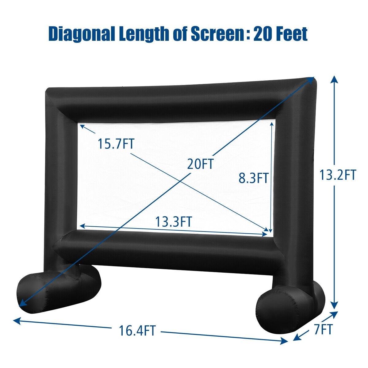 Inflatable Outdoor Movie Projector Screen with Blower-20'