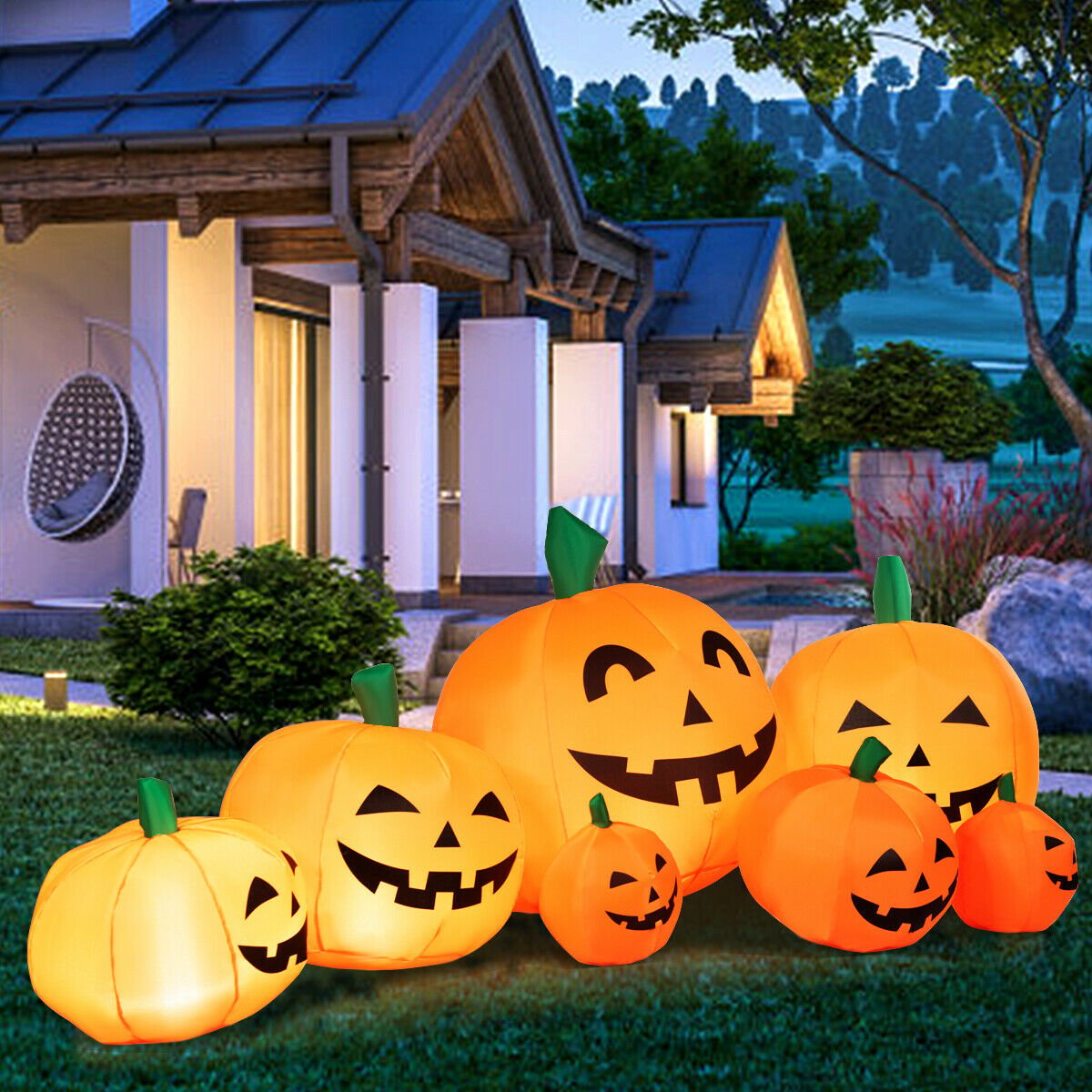 7.5-foot Halloween inflatable with seven pumpkins and LED lights, outdoor holiday decor by Direct by Wilsons Home Store