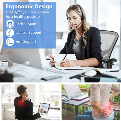 Mesh Drafting Chair Office Chair with Adjustable Armrests and Foot-Ring-Black