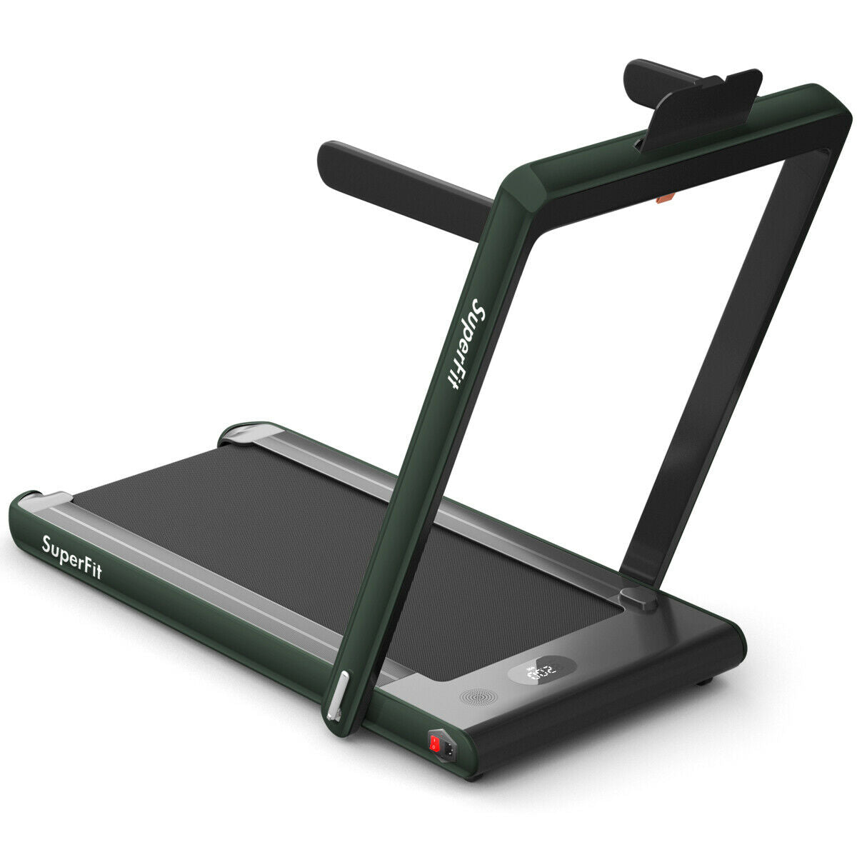 2-in-1 Electric Motorized Health and Fitness Folding Treadmill with Dual Display and Speaker-Green