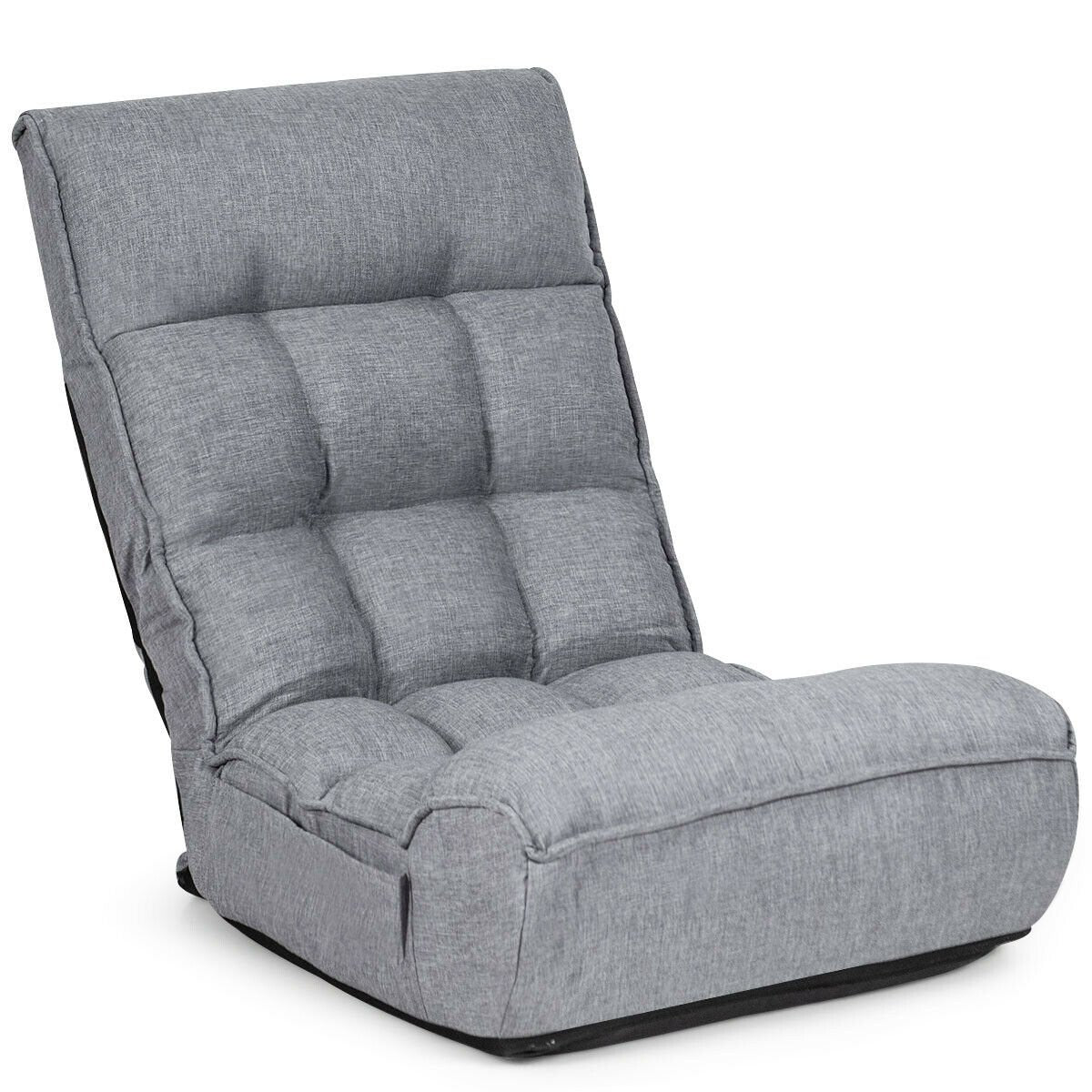 4-Position Adjustable Floor Chair Folding Lazy Sofa-Black