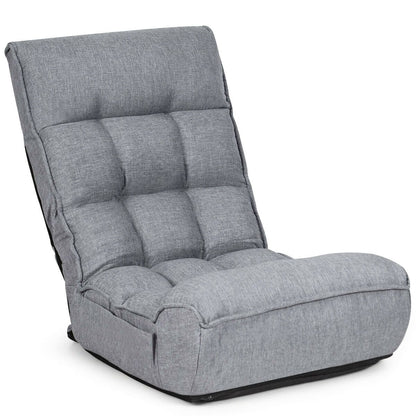 4-Position Adjustable Floor Chair Folding Lazy Sofa-Gray