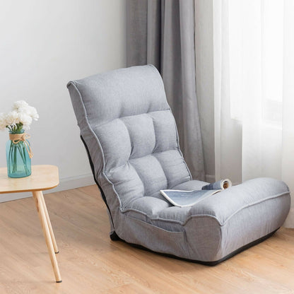 4-Position Adjustable Floor Chair Folding Lazy Sofa-Black