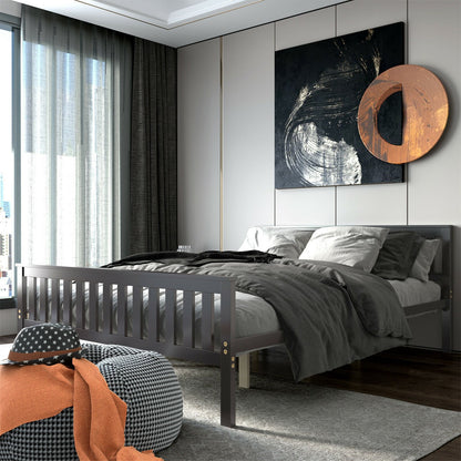 Full Size Wood Platform Bed with Headboard