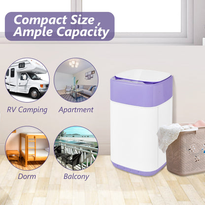 8lbs Portable Fully Automatic Washing Machine with Drain Pump-Purple