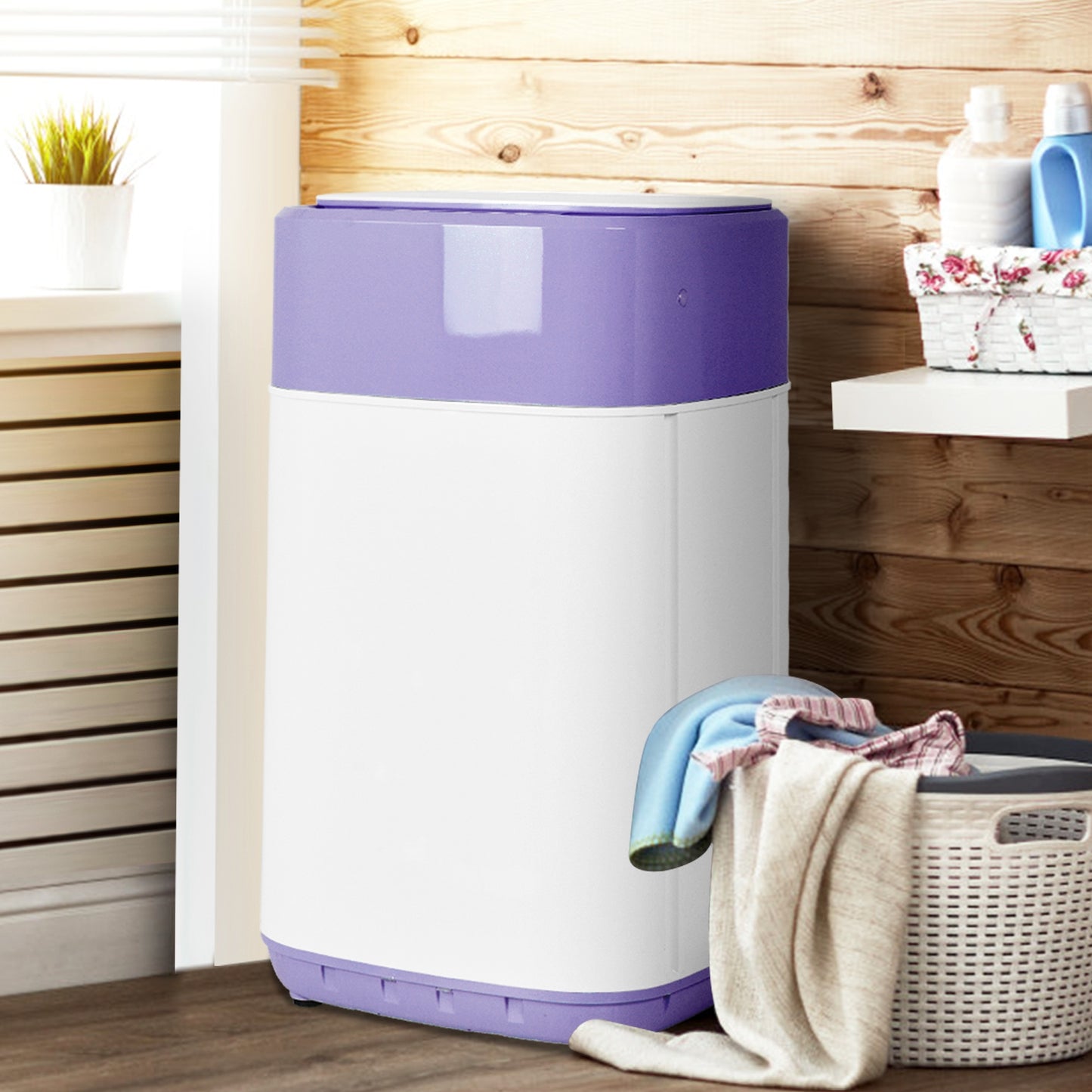 8lbs Portable Fully Automatic Washing Machine with Drain Pump-Purple