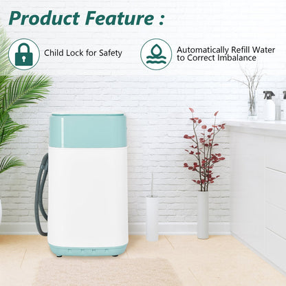 8lbs Portable Fully Automatic Washing Machine with Drain Pump-Green
