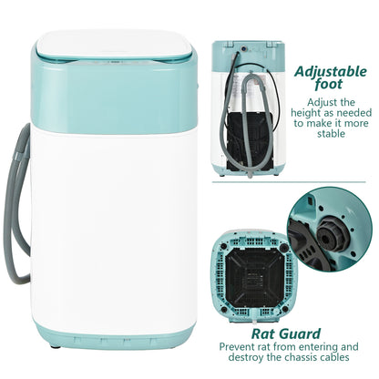 8lbs Portable Fully Automatic Washing Machine with Drain Pump-Green