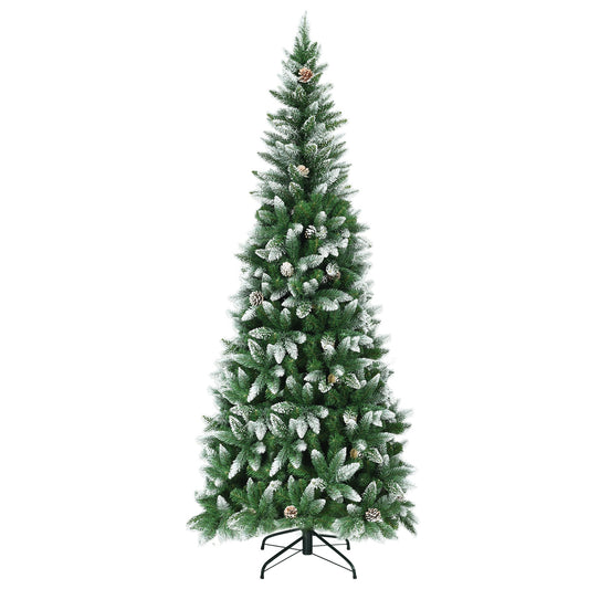 Artificial pencil Christmas tree from Wilsons Home Store, 5 to 7.5 feet tall, with pine cones for holiday decoration.