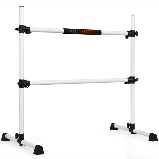 4 Feet Portable Freestanding Stable Construction Pilates Ballet Barre with Double Dance Bar-Gray