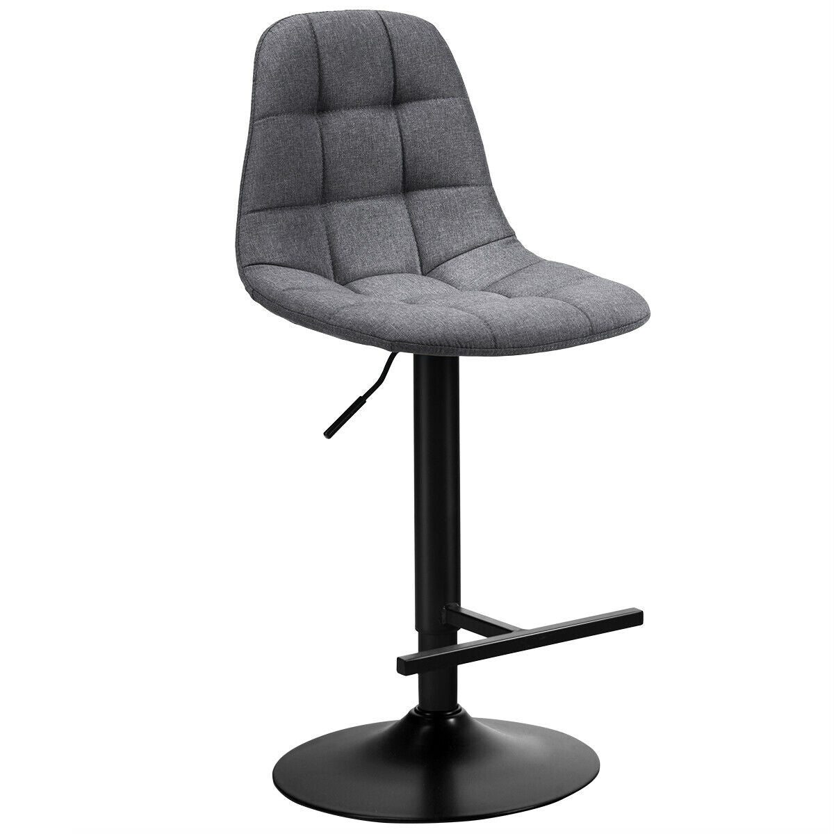 2 Pieces Adjustable Bar Stools Swivel Counter Height Linen Chairs-Gray