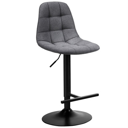 2 Pieces Adjustable Bar Stools Swivel Counter Height Linen Chairs-Gray
