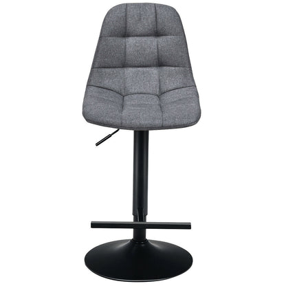2 Pieces Adjustable Bar Stools Swivel Counter Height Linen Chairs-Gray