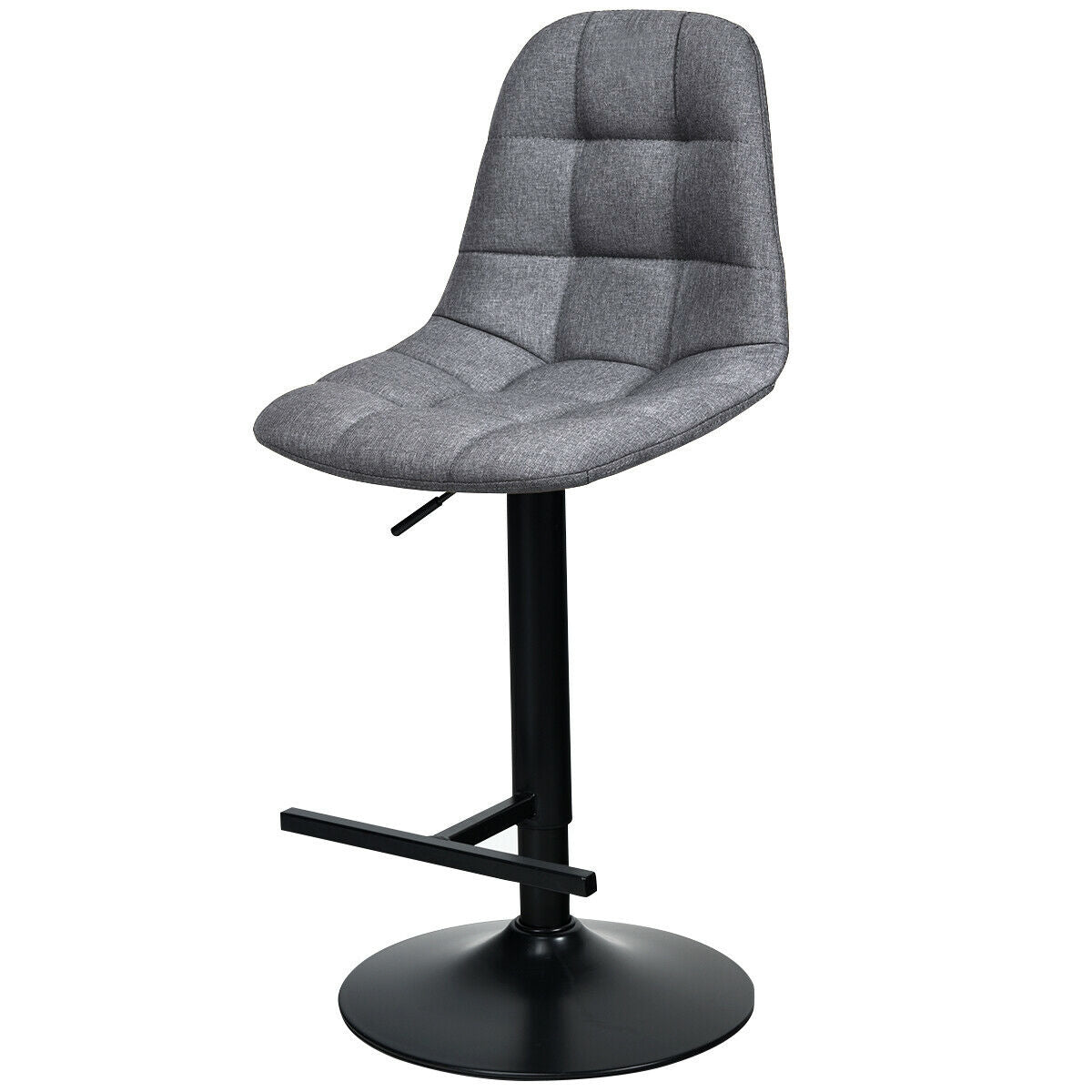 2 Pieces Adjustable Bar Stools Swivel Counter Height Linen Chairs-Gray