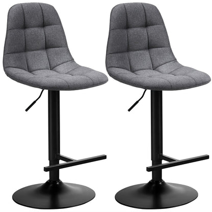 2 Pieces Adjustable Bar Stools Swivel Counter Height Linen Chairs-Gray