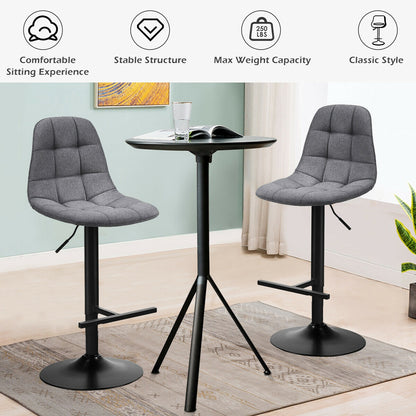 2 Pieces Adjustable Bar Stools Swivel Counter Height Linen Chairs-Gray