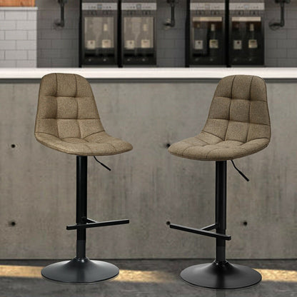 2 Pieces Adjustable Bar Stools Swivel Counter Height Linen Chairs-Brown