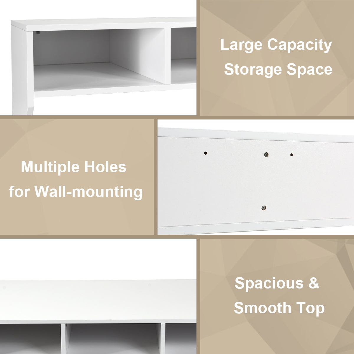 Wall Mounted Floating Computer Table Desk Storage Shelf-White