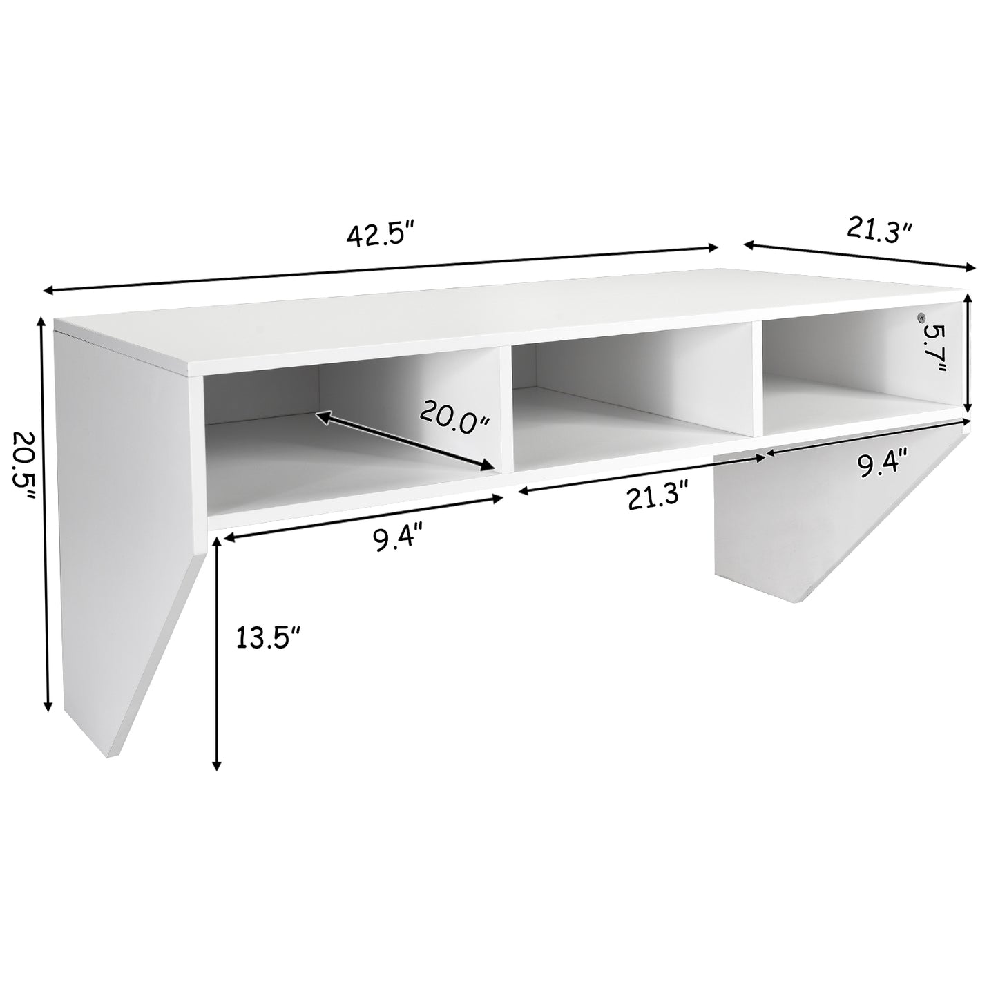 Wall Mounted Floating Computer Table Desk Storage Shelf-White
