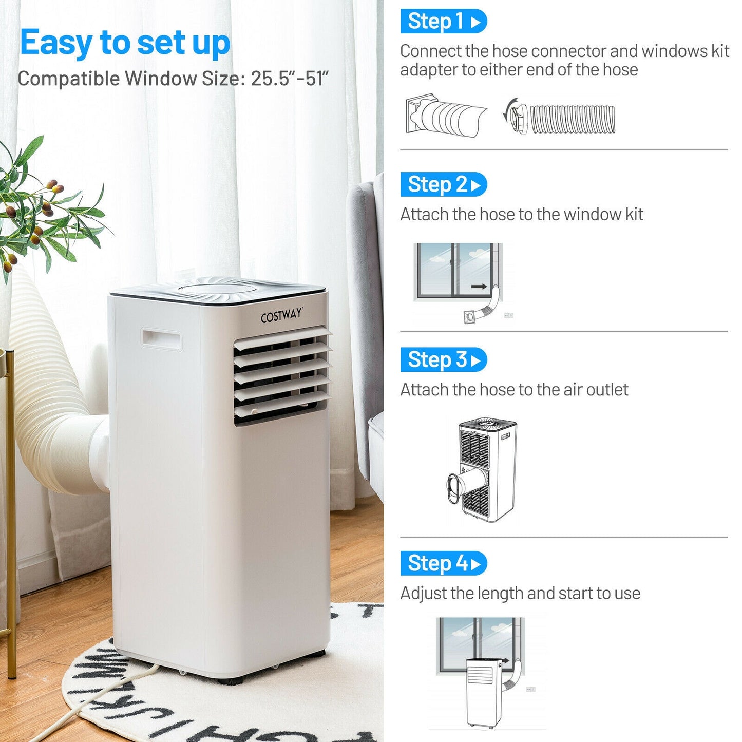 Portable Air Conditioner 10000 BTU Evaporative Air Cooler Dehumidifier-White