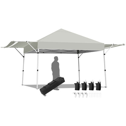 17 Feet x 10 Feet Foldable Pop Up Canopy with Adjustable Instant Sun Shelter-Blue