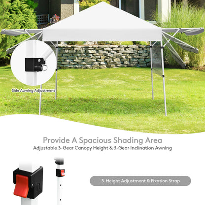 17 Feet x 10 Feet Foldable Pop Up Canopy with Adjustable Instant Sun Shelter-White