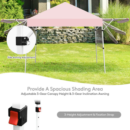 17 Feet x 10 Feet Foldable Pop Up Canopy with Adjustable Instant Sun Shelter-Blue