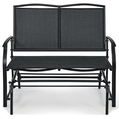 Iron Patio Rocking Chair for Outdoor Backyard and Lawn-Black