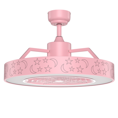 23 Inch Ceiling Fan with LED Light and Remote Control-Pink